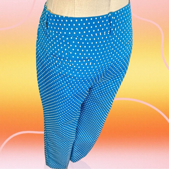 J. Crew ‘Cafe Capri’ in Turquoise & White Clip Dot Jacquard Size 6 - Picture 9 of 12